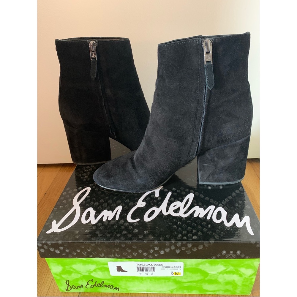 Sam Edelman Taye Black Suede Booties Size 9